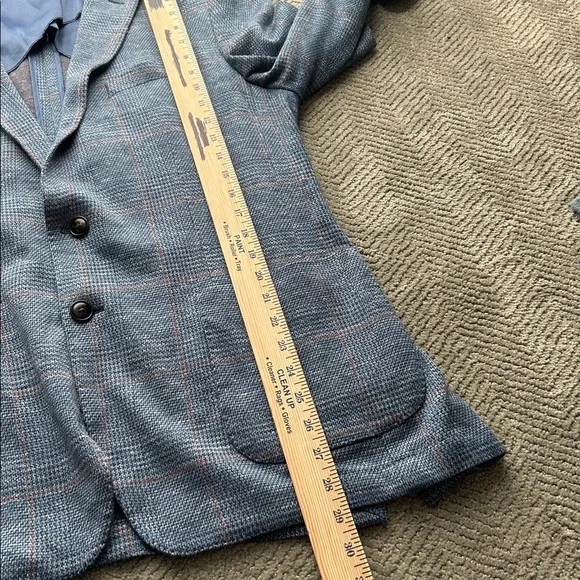 Peter Millar Holden Slim-Fit Checked Wool, Silk and Linen-Blend Blazer Blue 44R - Picture 13 of 13